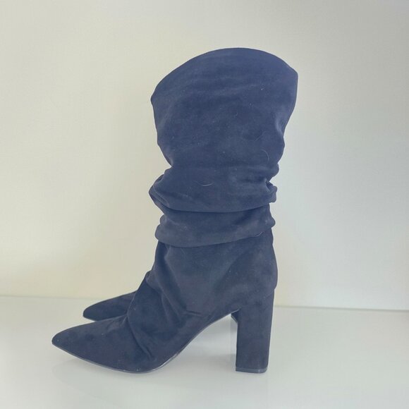 Marc Fisher Black Suede Slouch Boots Size 8M ๐ขโจ - Picture 6 of 16